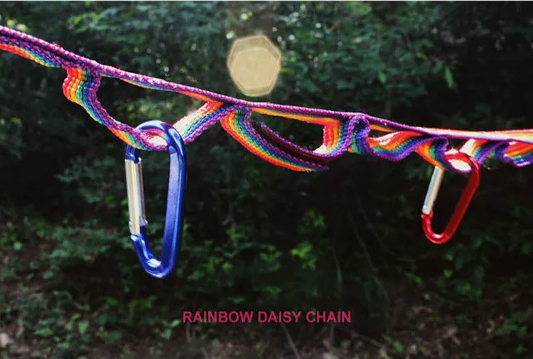 

1Pcs 2M Multifunctional Camping Hanging rope Colorful Rope Rainbow Tent Cup Hang Lamp Hang Outdoors Clothes Line Weave Bring