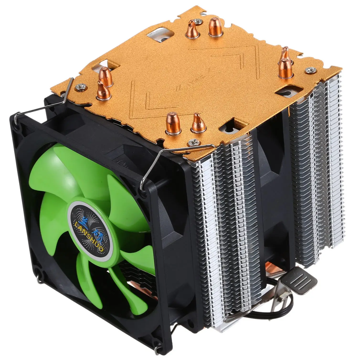 Lan Shuo Чистая медь 4 тепловые трубы для 1366 1155 775Intel/AMD CPU теплоотвод 3 провода без