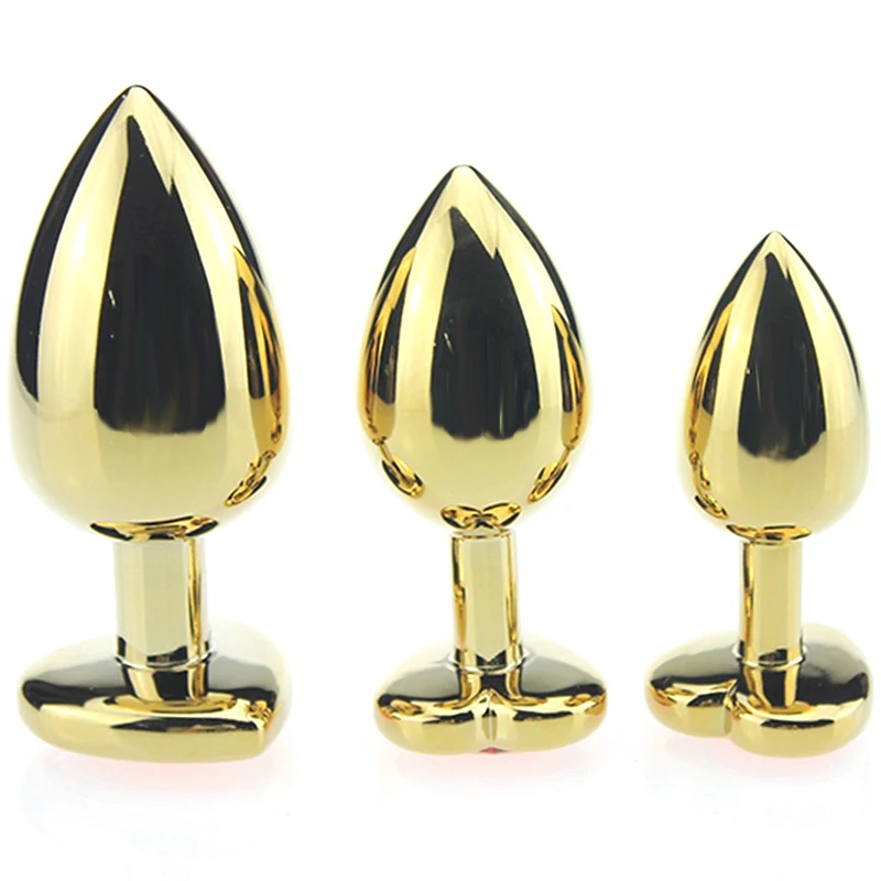 Металлическая Анальная пробка Хрустальная в форме сердца Buttplug массаж простаты