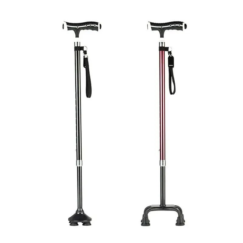 

One Stick Three-use Anti-slip Elderly Crutches Canes Walking Stick with Light Four Feet Telescopic Adjustable Walking Stick