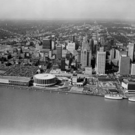 США Мичиган Детройт aerial view Poster Print (18x24)|Таблички и знаки| |