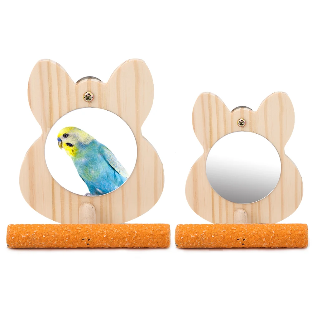 Деревянная подставка для попугая птицы с зеркалом Parakeet жевательные