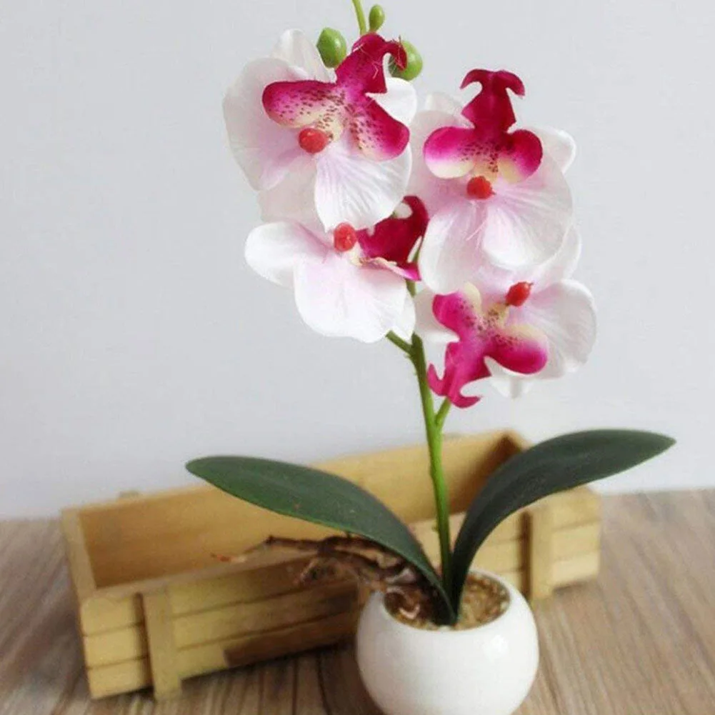 Artificial Phalaenopsis Plants Pot Plastic Flower Simulation for Home Decoration Ornament White | Дом и сад