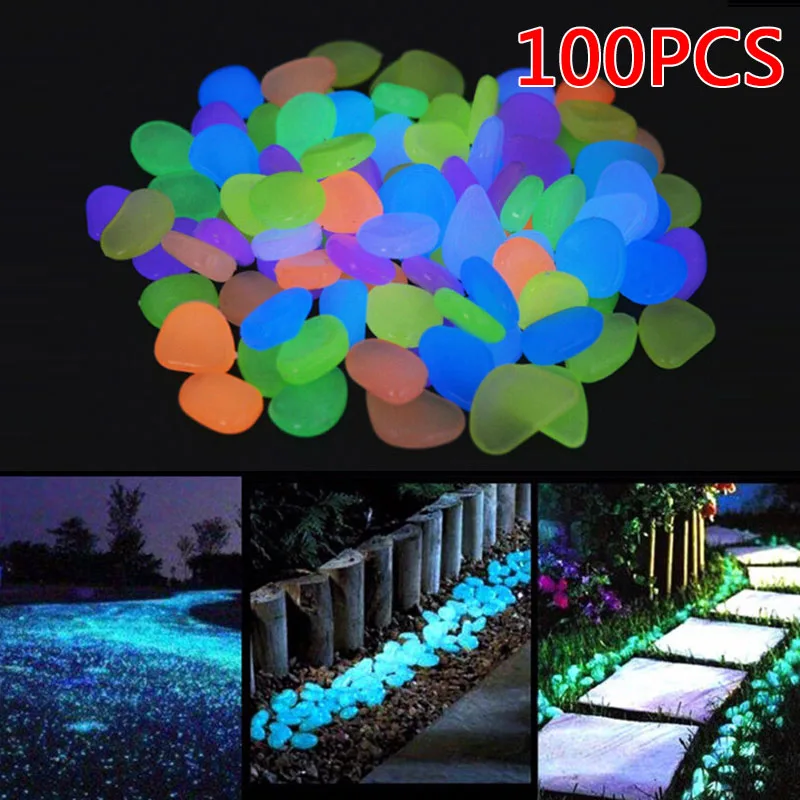 100 шт. искусственные камни сад Fish Tank искусственный световой светится в темноте
