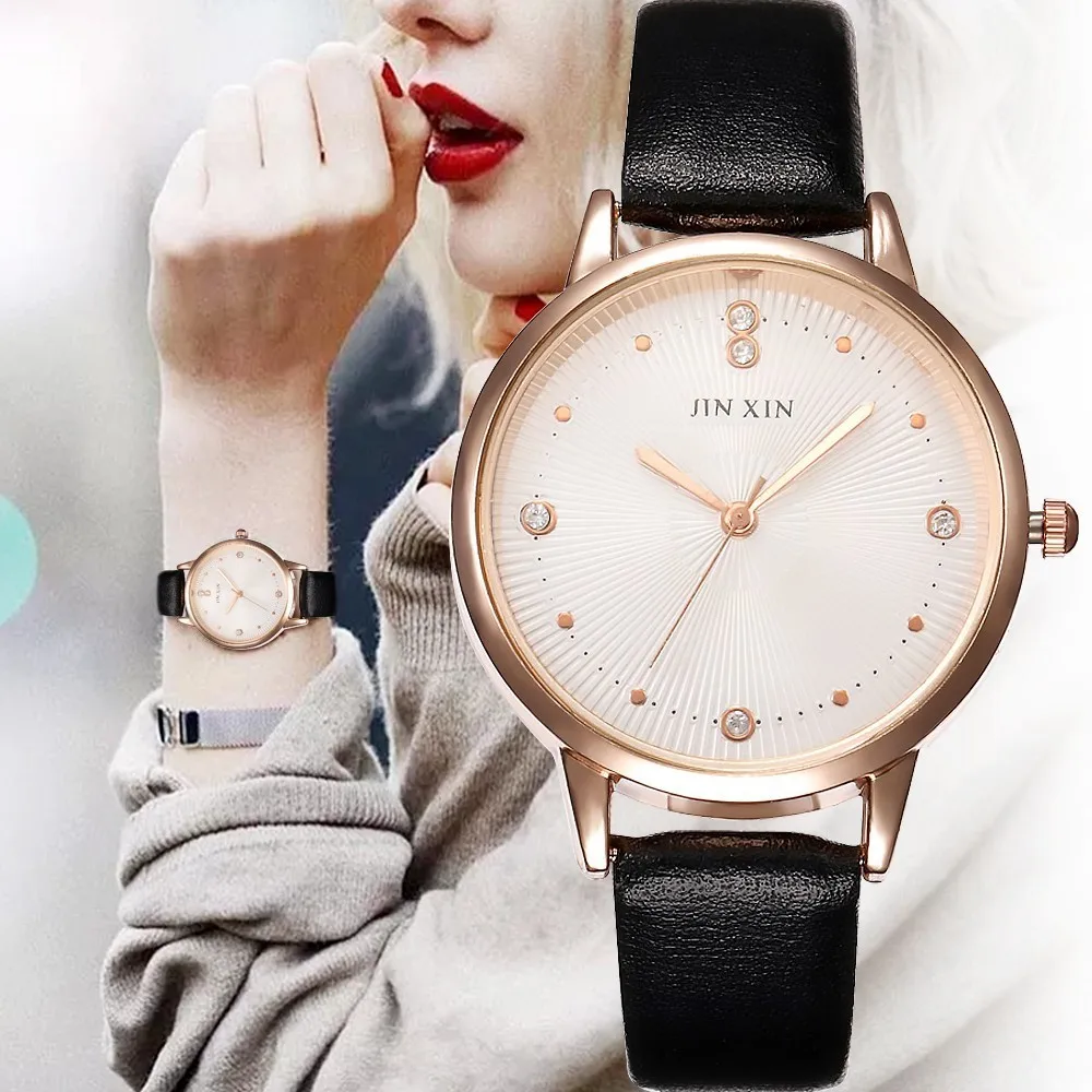 Rwlogio Feminino роскошные женские кварцевые часы кожаные Наручные модные крутые