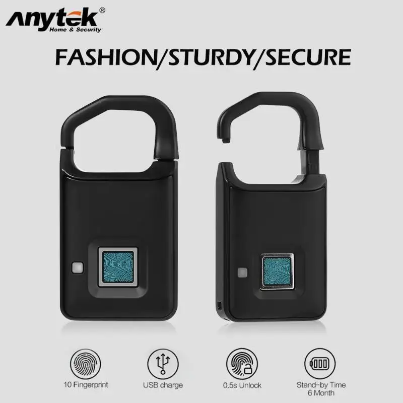 Дверной смарт замок Anytek P4 со сканером отпечатков пальцев USB 2019|Устройство для