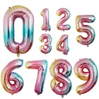 32 дюйма переливчатая Радуга Цвет номер фольги Воздушные шары на день рождения Свадебная вечеринка украшения Цифровой шар номер Воздушный баллон Globos