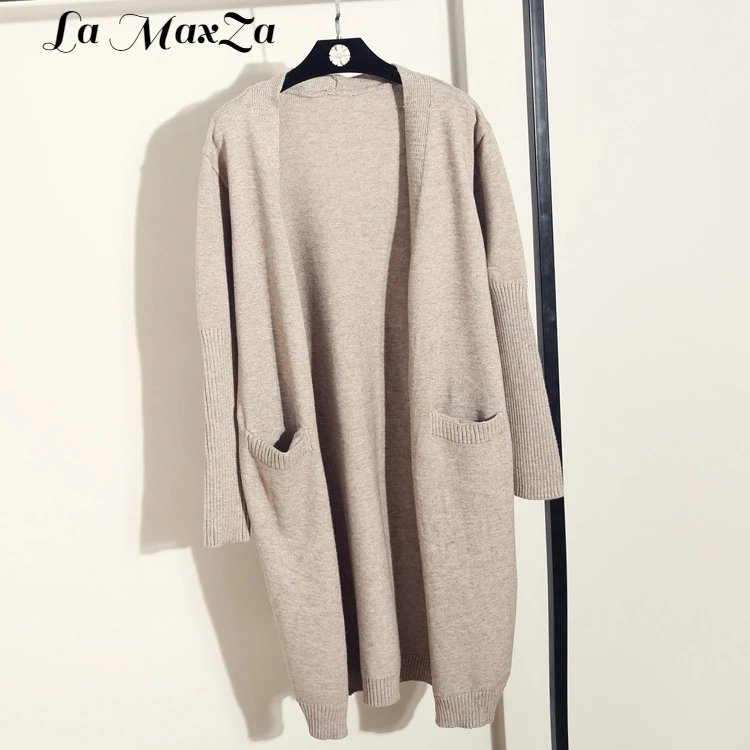 Long Sleeve Autumn Women Sweaters and Cardigan Thick Coat Casual Office Lady V Neck Top Femme |