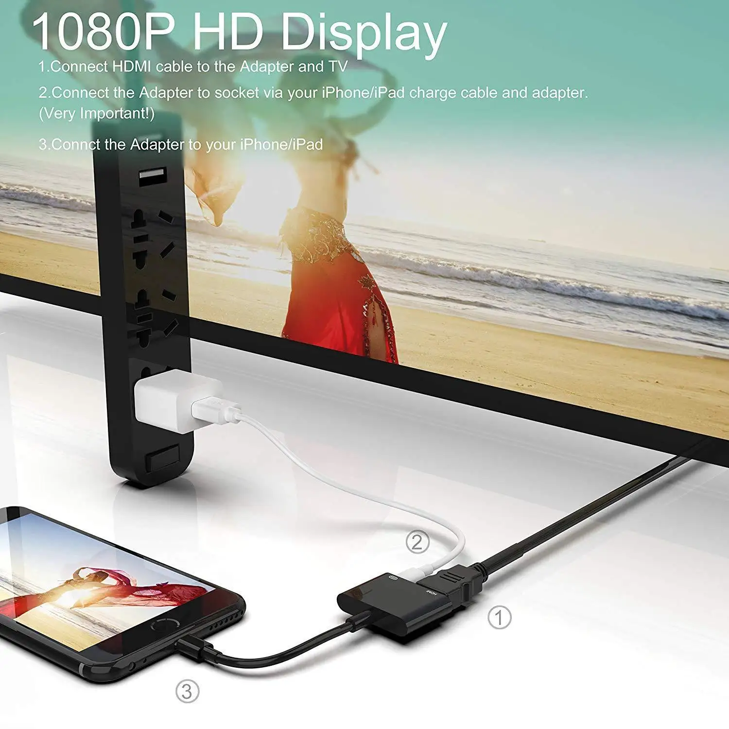 1080 P 8-контактный кабель адаптера Lightning-HDMI tv AV для iPhone 6 S 7 8 Plus X | Электроника