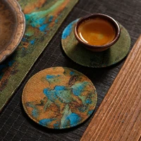traditional chinese landscape table placemats drink coasters mat mug tea cup pads table mat kitchen accessories decoration home