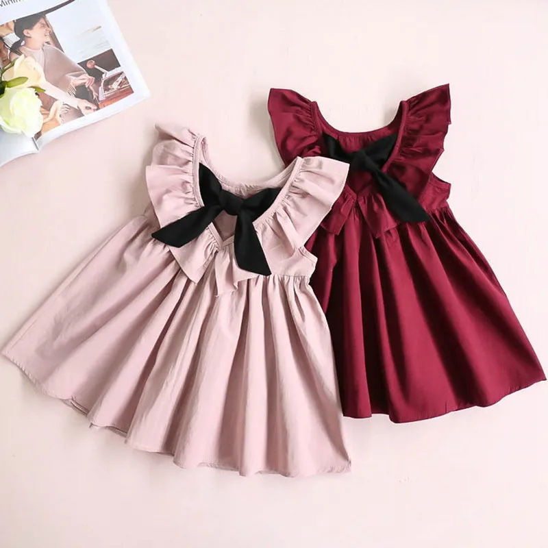 Wholesale Baby Dress Girl Retro Cotton Blend Blouse Sleeveless Backless Crochet Pattern Princess Party Dejo | Детская одежда и