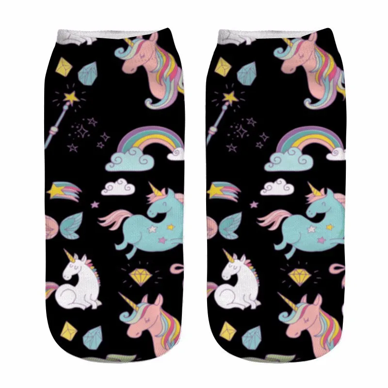 Модные 3D милые короткие носки женские студенческие Harajuku принт Kawaii животные