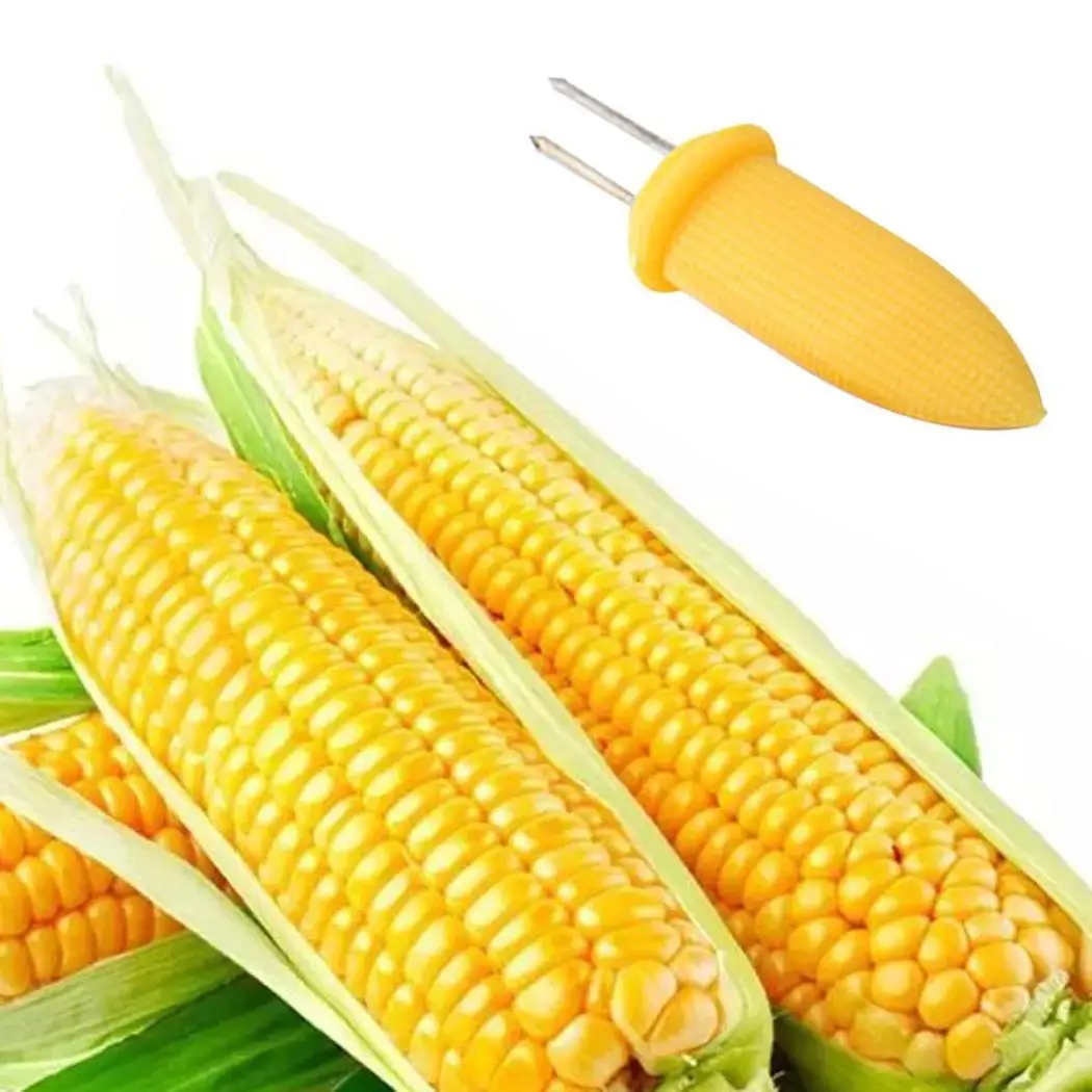 Portable Plastic Handle Corn Fork Barbecues Picnics Cooking Round Tool Anti scald Yellow | Дом и сад