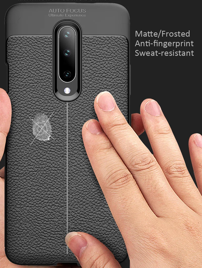 Кожаный чехол с текстурой Личи для Oneplus 7 7T Pro матовый Мягкий силиконовый из ТПУ |