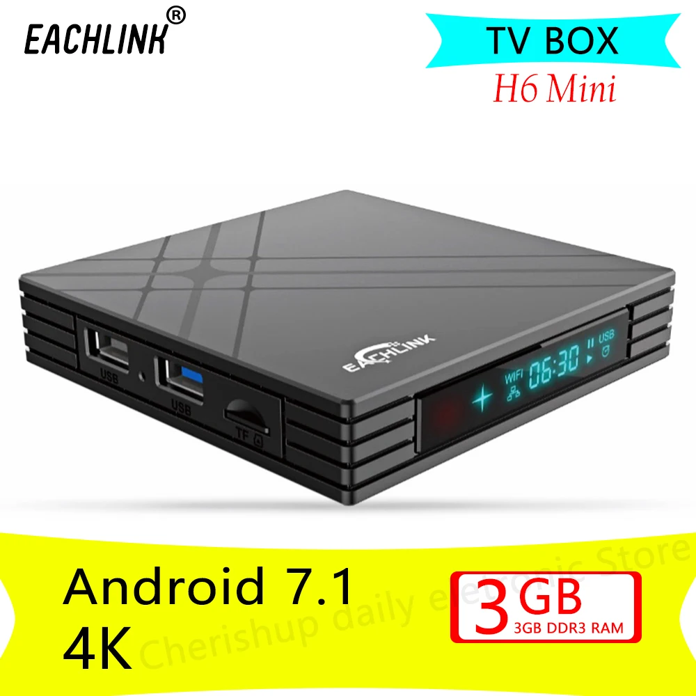 EACHLINK H6 мини Smart ТВ Box Android 7 0 Allwinner 3 GB Оперативная память 32 ГБ Встроенная 2 4G Wi Fi 100