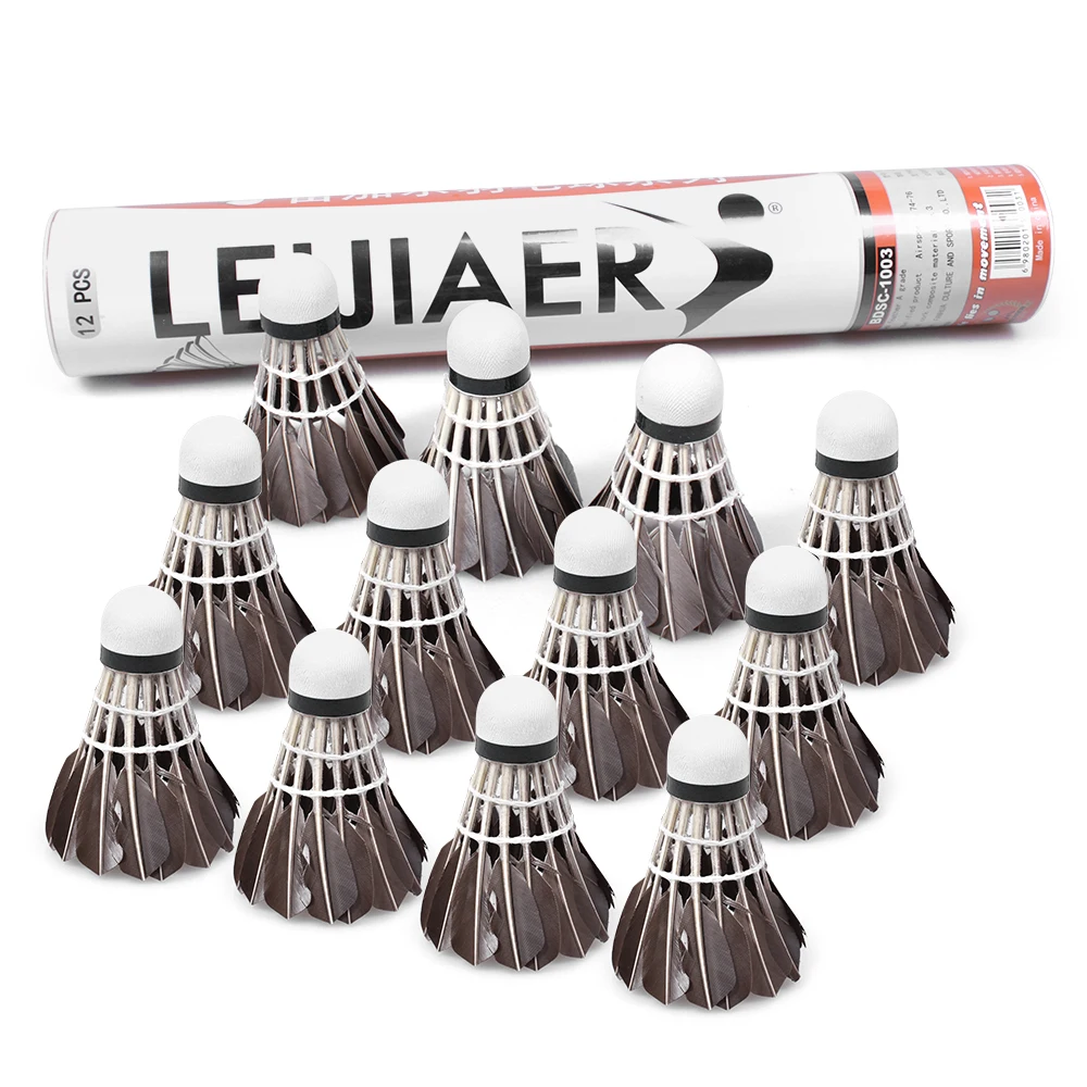 

Воланчики для бадминтона, шарики для бадминтона с утиными перьями для тренировок в помещении и на открытом воздухе, 12 шт./бочка