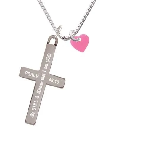 Акриловое 5/16 &quotярко-розовое сердце-Be Still and Know-cross necklace | Украшения и аксессуары