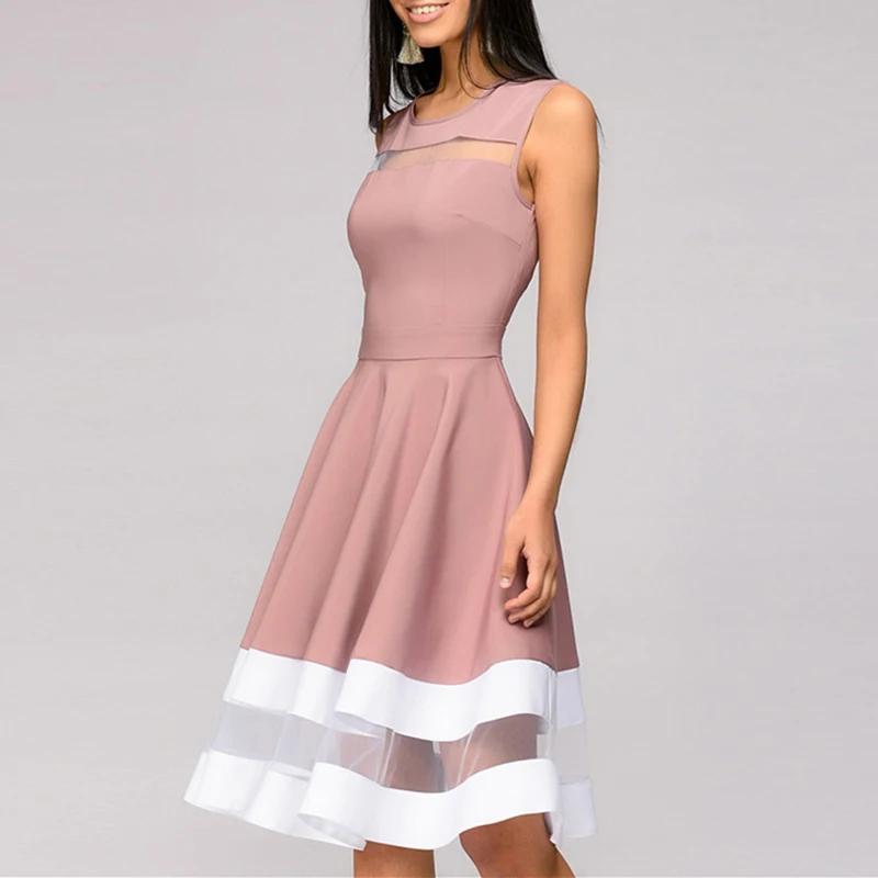 Женское платье трапециевидной формы Вечеринка сарафан качели Винтаж без рукавов