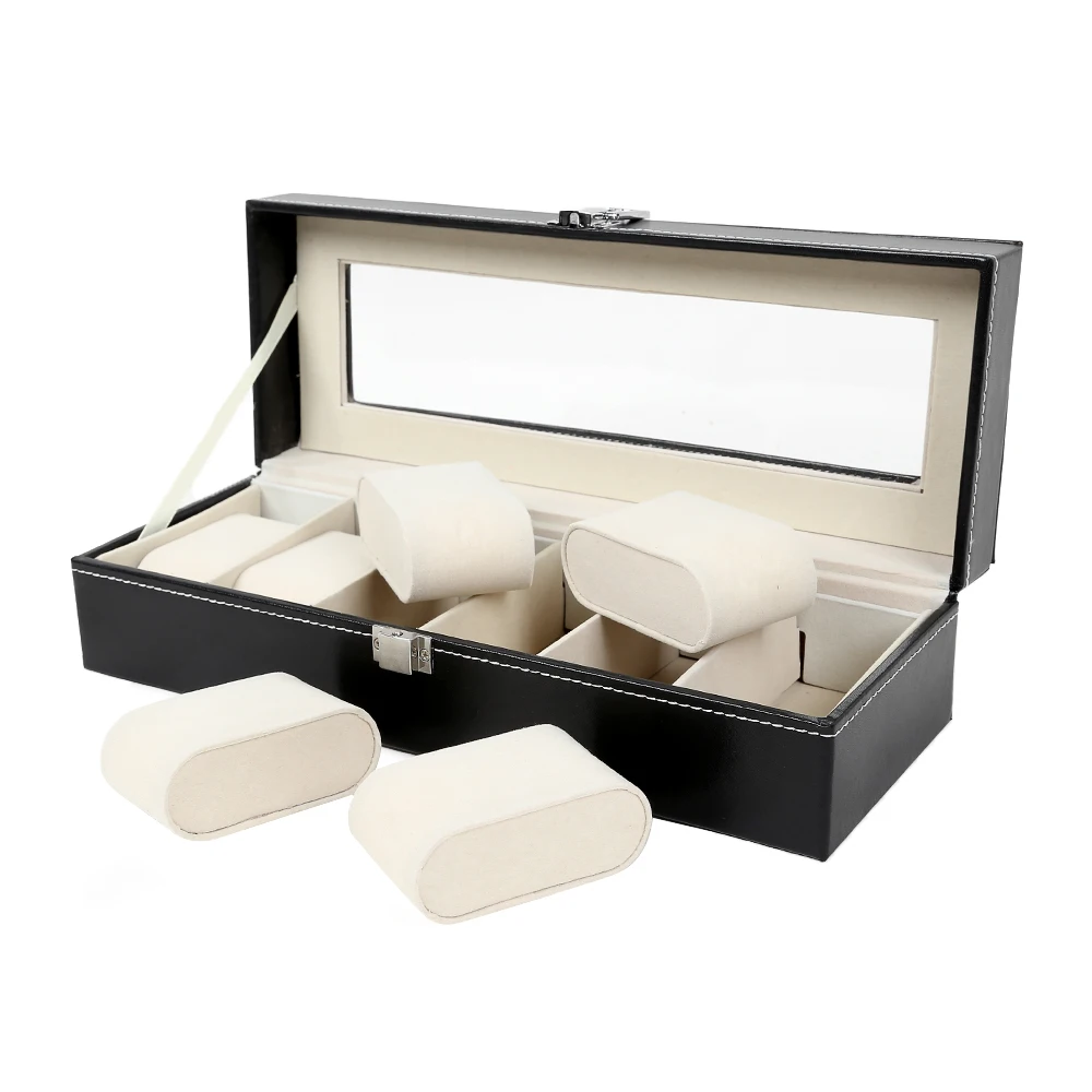 Новая портативная кожаная шкатулка для хранения часов 6 позиций ювелирных