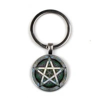 pentagram pattern glass keychain life tree keychain handmade family picture private custom gift keychain