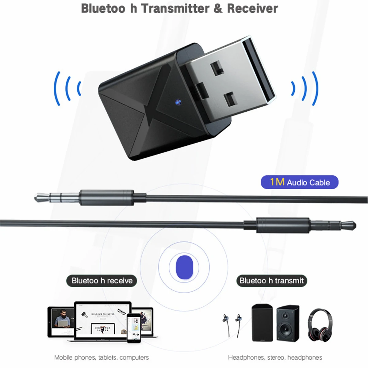 Передатчики приемника SOONHUA USB Bluetooth 5 0 беспроводной аудио музыкальный стерео