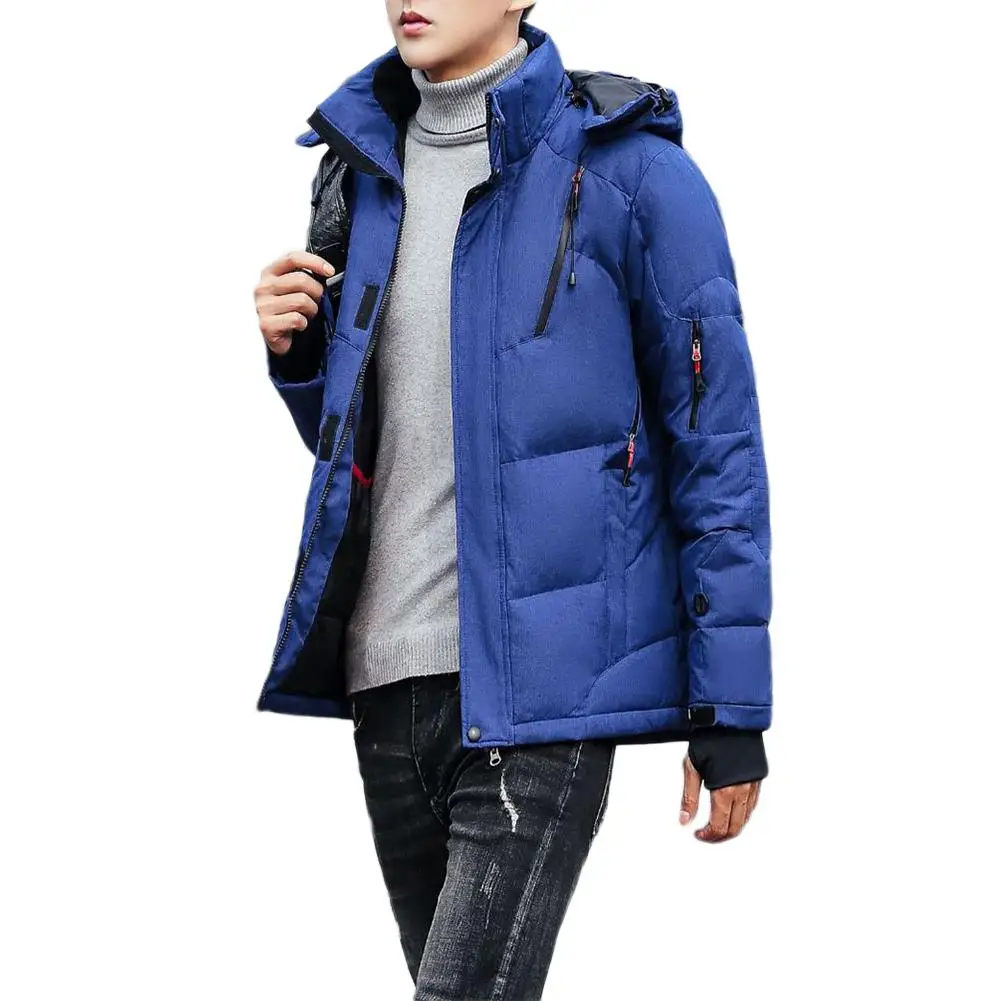 Мужская теплая куртка с воротником-стойкой однотонная Повседневная парка из
