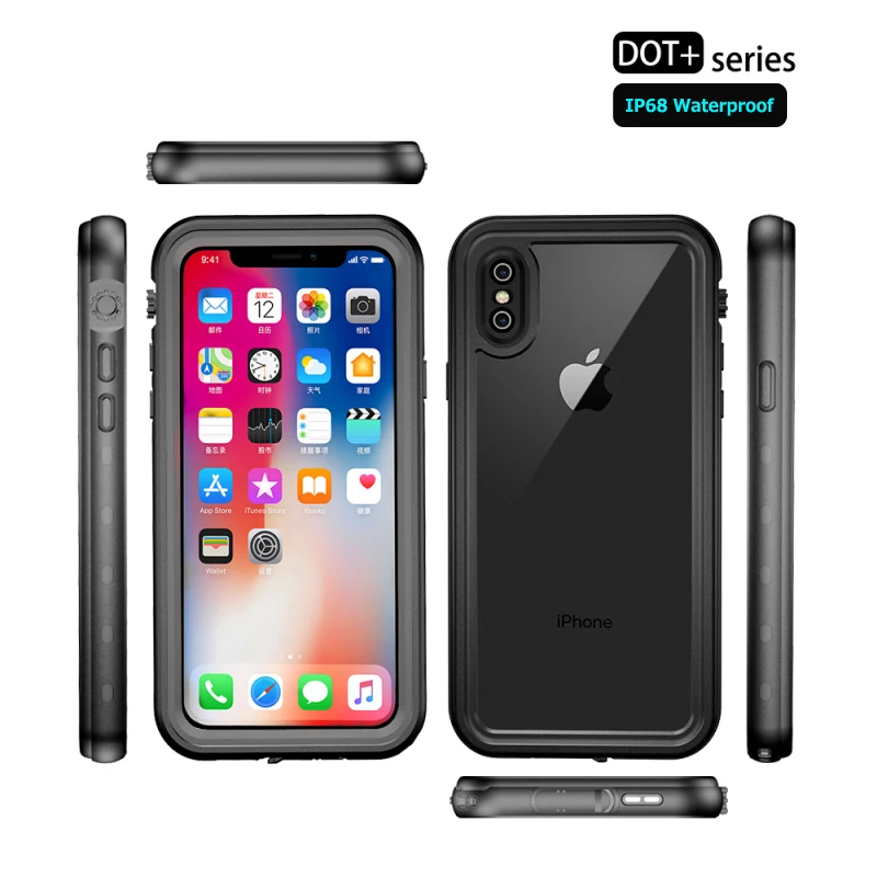 Защита на 360 градусов для Apple Iphone Xs Max водонепроницаемая прозрачная задняя крышка X