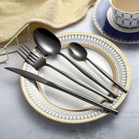 black forks spoons knives 304 stainless steel western cutlery set kitchen food tableware dinnerware christmas gift dropshipping