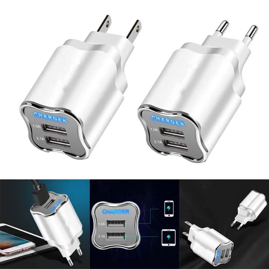 2 Порты USB путешествия зарядное устройство со светодиодной подсветкой стены
