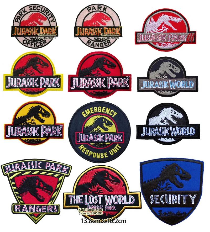 Jurassic динозавр логотип Смешанные Вышитые железные наклейки на пластырь