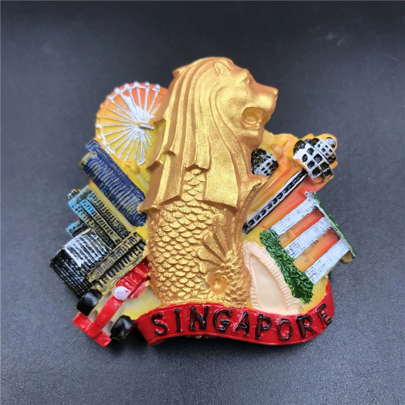 Сингапур Merlion магниты на холодильник Таиланд живописный магнитный сувенир