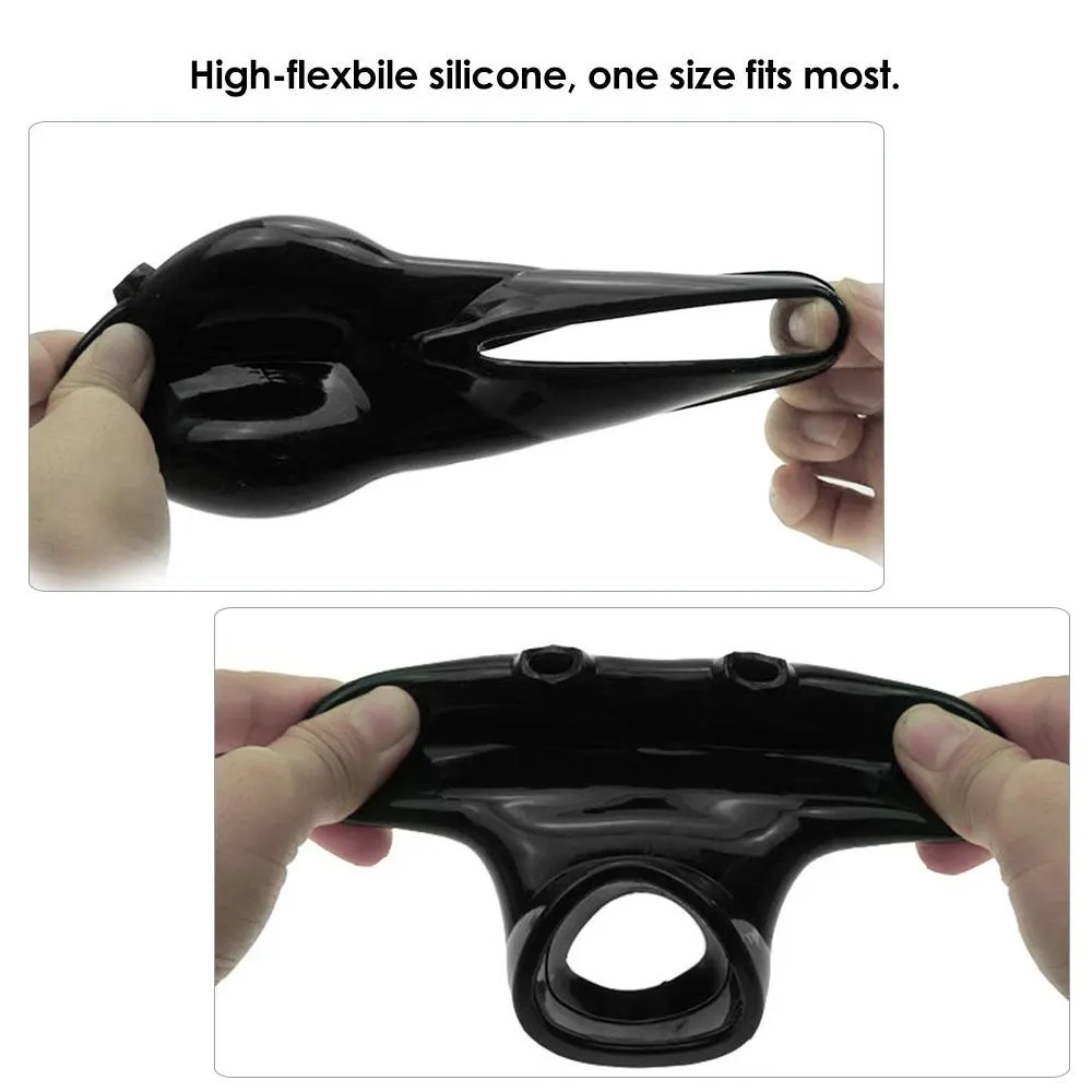 Electric Shock Pulse Male Flexible Scrotal Bound Cock Ring Penis Chastity Device Delay Lock Cage Scrotum Sex Toys | Красота и