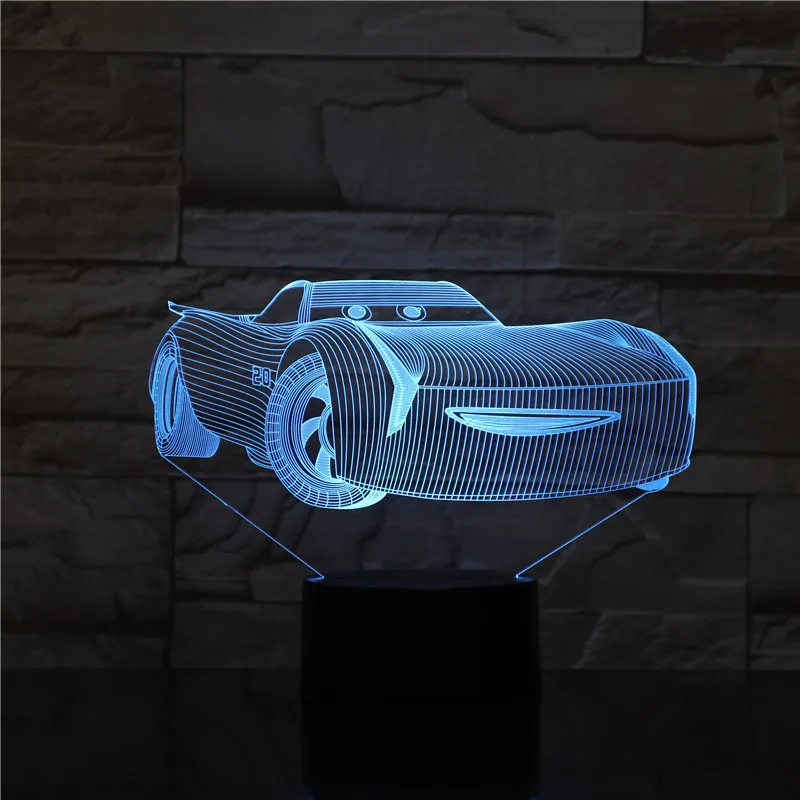 

McQueen Route 66 Your Racing Car 3D Lightning 7 Color Lamp Visual Led Night Lights For Kids Touch Usb Table Lampara AW-1757