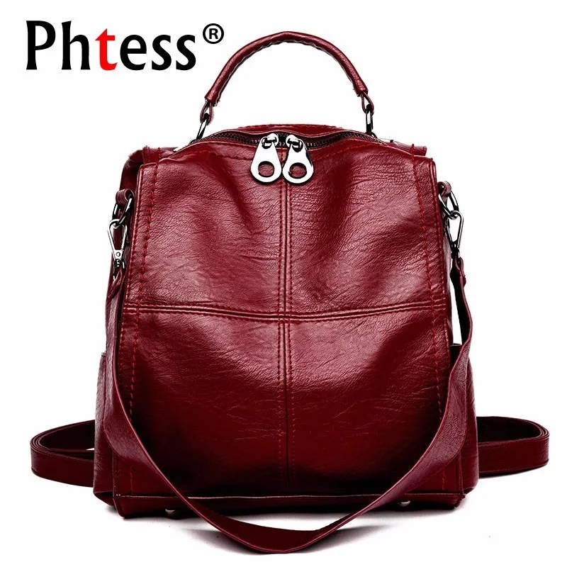 Для женщин Кожаные Рюкзаки Mochilas женский Back Pack Винтаж Bagpack известный бренд большой