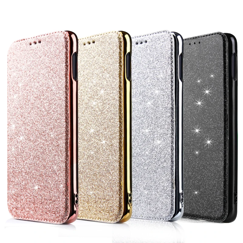 Блестящий тонкий кожаный чехол бумажник с откидной крышкой для Samsung Galaxy S10 Lite S8 S9