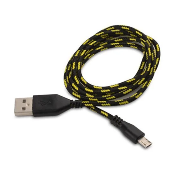 Плетеный тканевый мини USB кабель для зарядки и передачи данных сотового