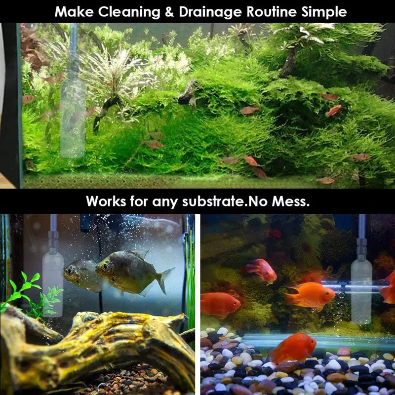Fish Tank Cleaner Siphon Vacuum Pump Gravel Water Changer Self Priming With Flow Control Tape | Дом и сад