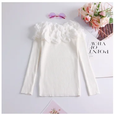 womens jumpers spring autumn korean fashion cute sweater long sleeve top ruffles off shoulder knitted pull femme | Женская одежда