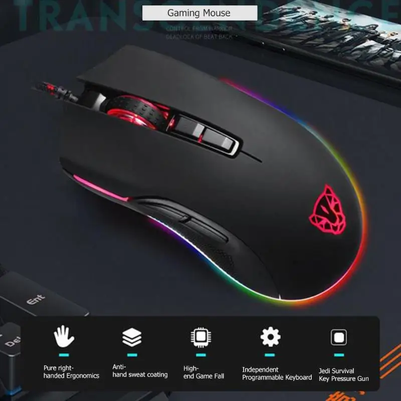Motospeed V70 USB проводной игровой Мышь PMW3325 5000 Точек на дюйм PMW3360 12000 компьютер RGB
