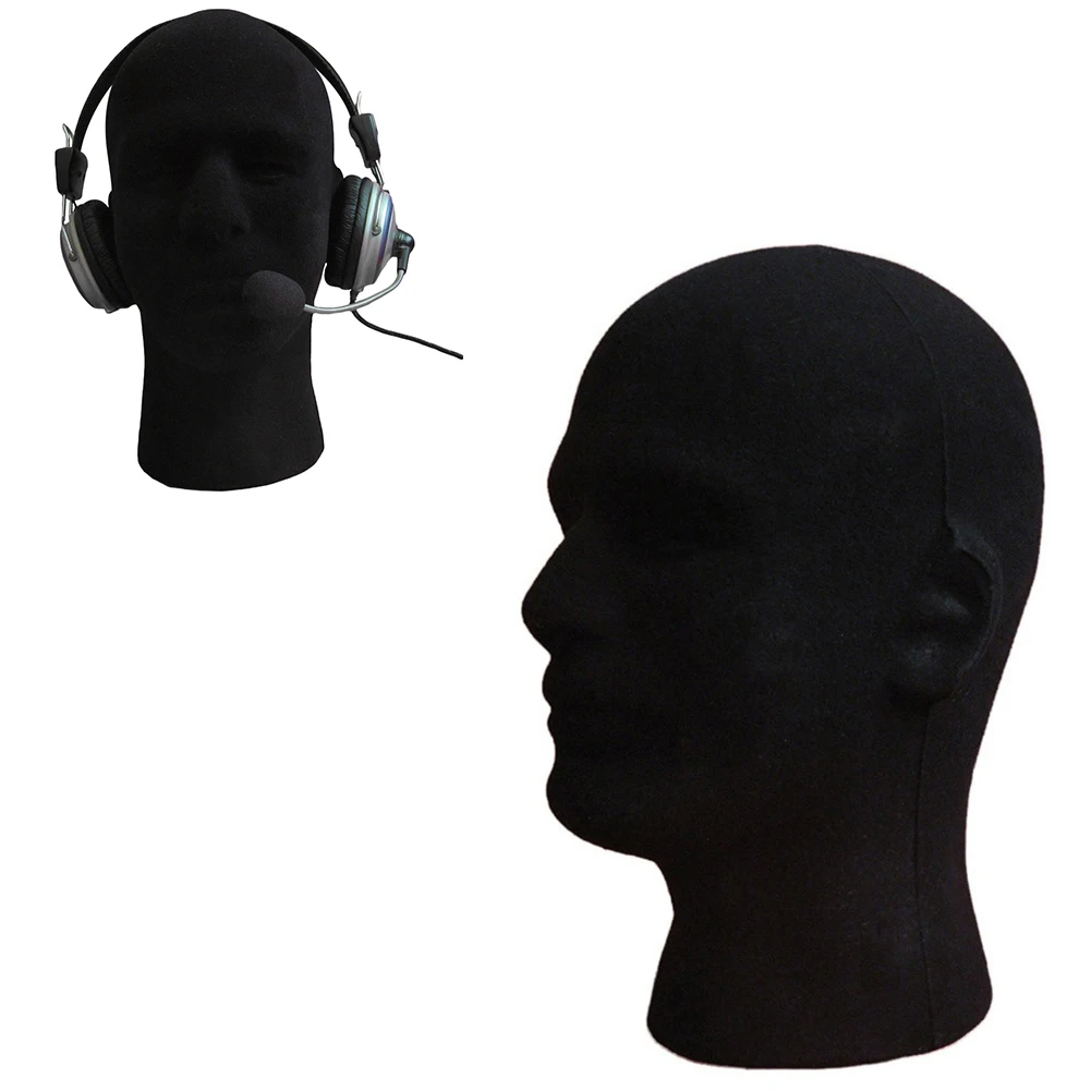 Male Foam Flocking Head Model Glasses Headset Wig Display Stand Tool Mannequin Arts Crafts &amp Sewing | Дом и сад
