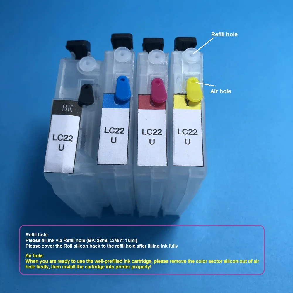 YOTAT Empty Refillable ink cartridge LC22U for Brother MFC-J985DW DCP-J785DW printer (Europe) | Компьютеры и офис