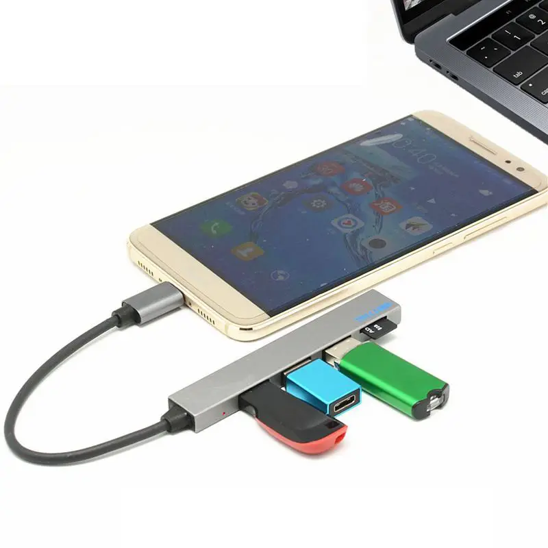 4 в 1 usb хаб Type C USB TF слот адаптер с 3 портом для Macbook Pro|USB-хабы| |