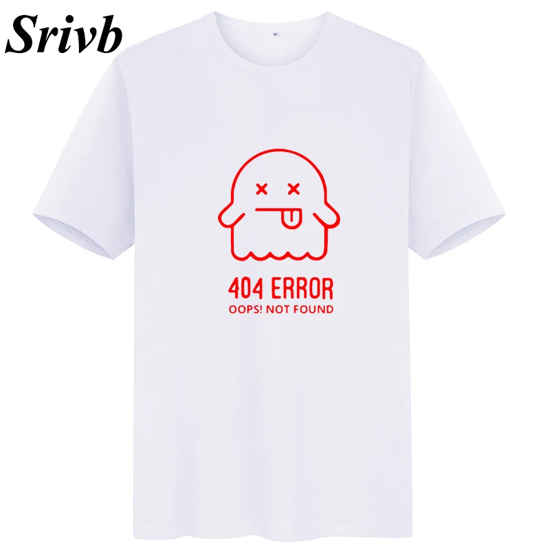 Женская футболка с круглым вырезом Srivb Error Oops Not Found Kawaii черно-белая забавным