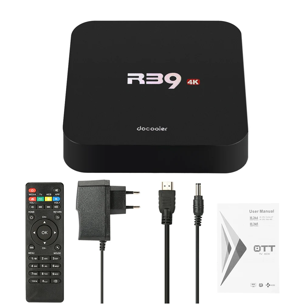 Docooler R39 Smart Android 7.1.2 ТВ приставка RK3229 четырехъядерный UHD 4K 1G / 8G Мини ПК WiFi H.265 HD