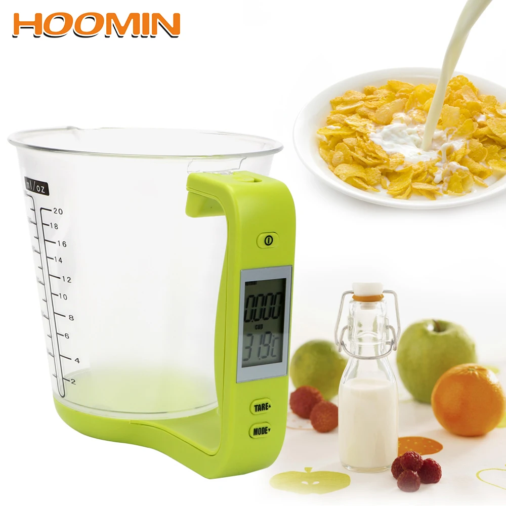 

HOOMIN Digital Beaker Hostweigh Measuring Cup With LCD Display Electronic Tool Kitchen Scales Temperature Measurement Cups