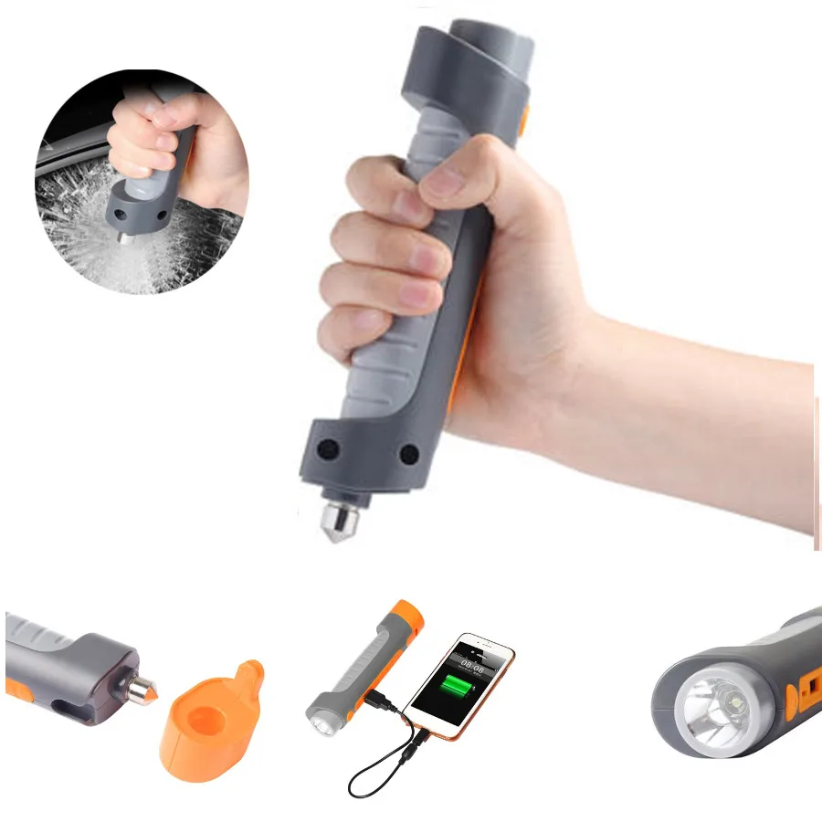 XANES 4 в 1 U22 USB перезаряжаемый портативный походный светильник Safty Hammer Powerbank