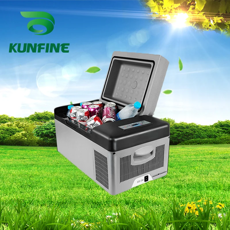 KUNFINE 110-240V AC Car Refrigerator 15L Multi-Function Fridge Vehicel Protable Freezer Cooler Grey low energy | Автомобили и
