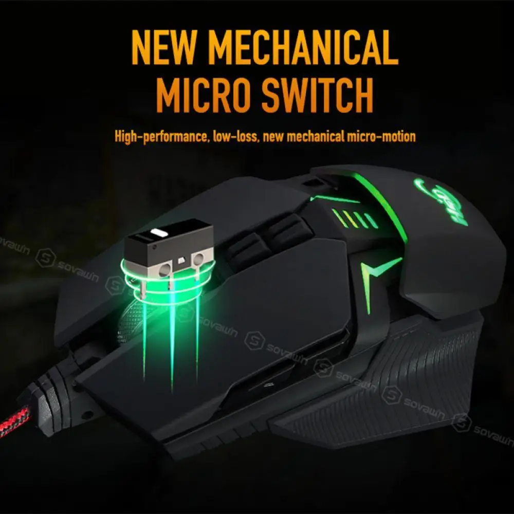 Игровой макро-мышь программы Mause Wried USB 4000 точек на дюйм Professional 9 Кнопка мышь геймер