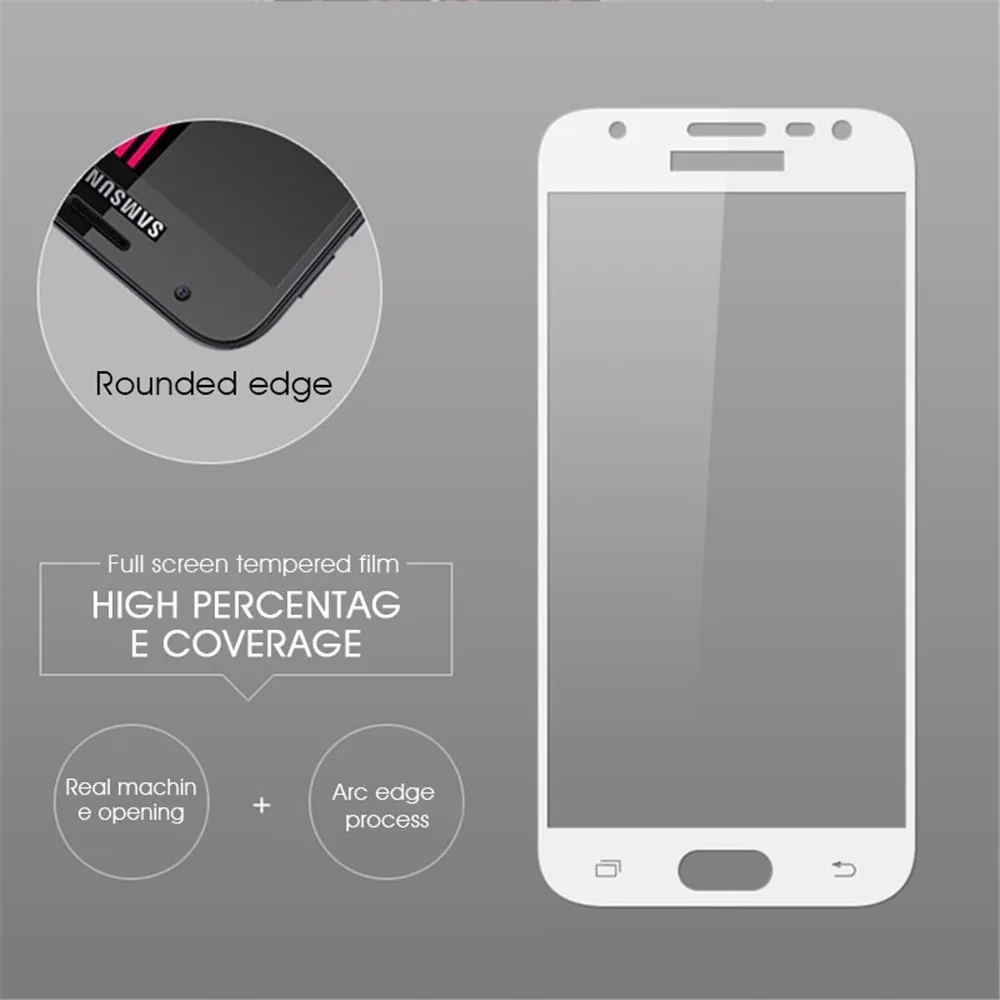 Полное покрытие экрана протектор стекло для Samsung Galaxy J3 J5 J7 Prime 2017 2018 закаленное J4 J6