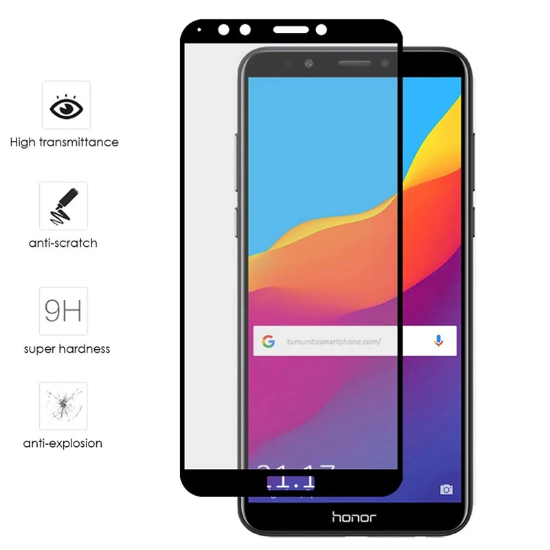Закаленное стекло с полным покрытием для Huawei Honor 7a защитная пленка на Huwei Hyawei Huawey